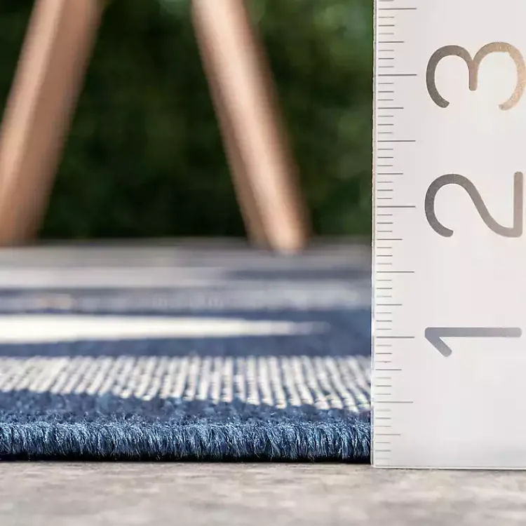 Area Rugs-Kirklands Home Mitchell Blue Geo Diamonds Outdoor Rug, 5x8