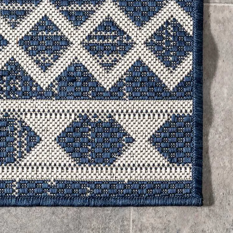 Outdoor Rugs-Kirklands Home Cammie Blue Moroccan Tribal Outdoor Rug, 5x8