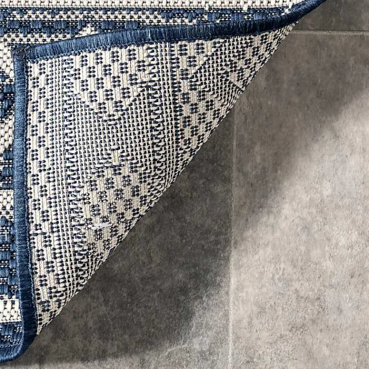 Outdoor Rugs-Kirklands Home Cammie Blue Moroccan Tribal Outdoor Rug, 5x8