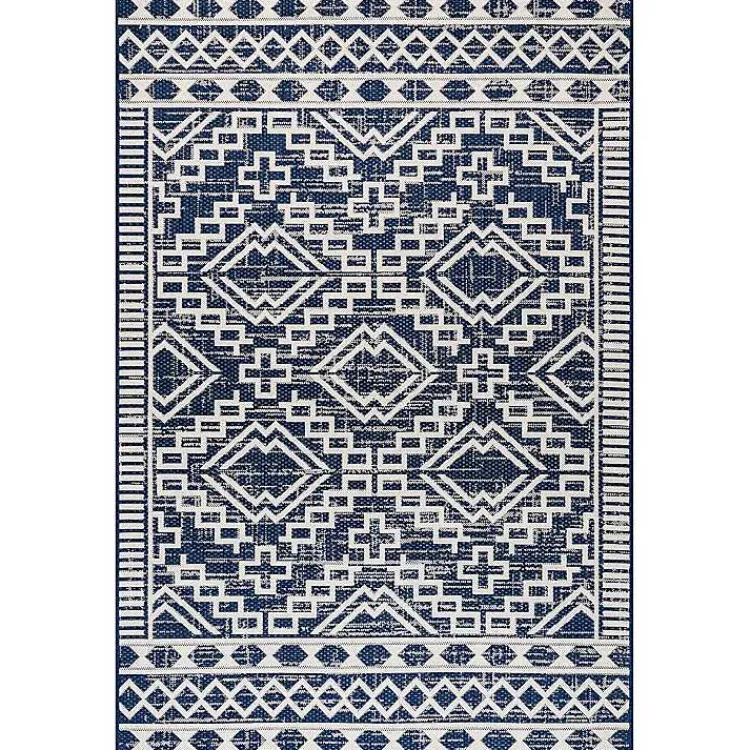 Outdoor Rugs-Kirklands Home Cammie Blue Moroccan Tribal Outdoor Rug, 8x10