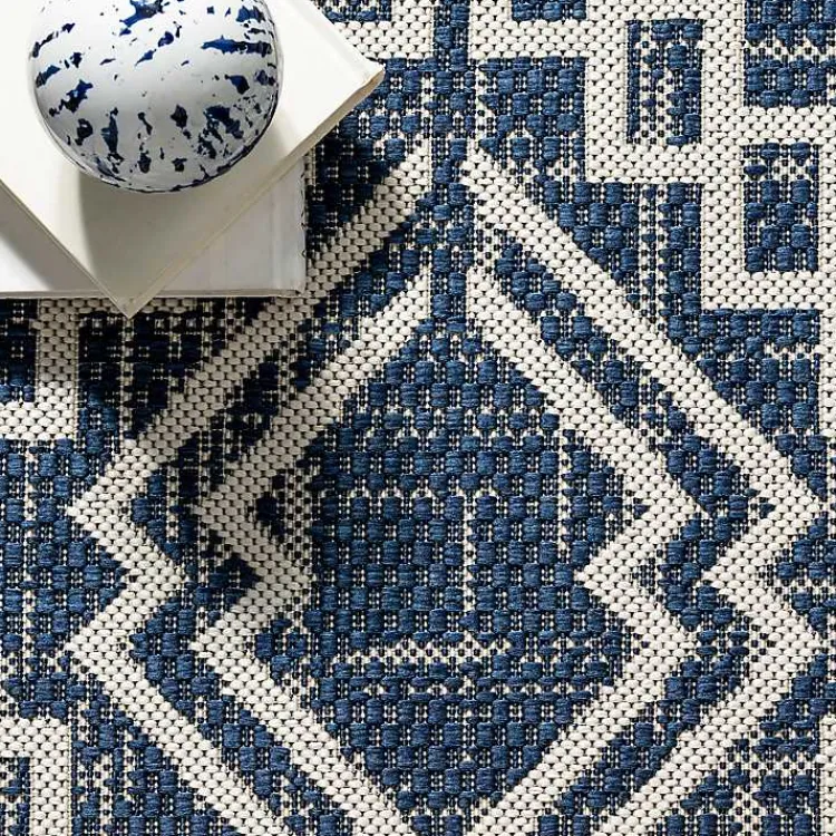 Outdoor Rugs-Kirklands Home Cammie Blue Moroccan Tribal Outdoor Rug, 8x10