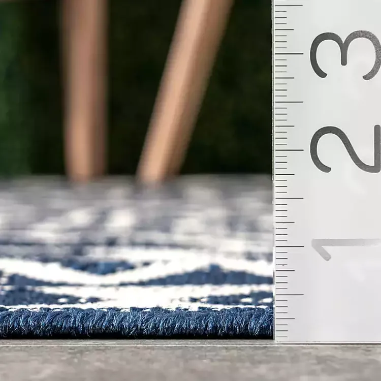 Outdoor Rugs-Kirklands Home Cammie Blue Moroccan Tribal Outdoor Rug, 8x10