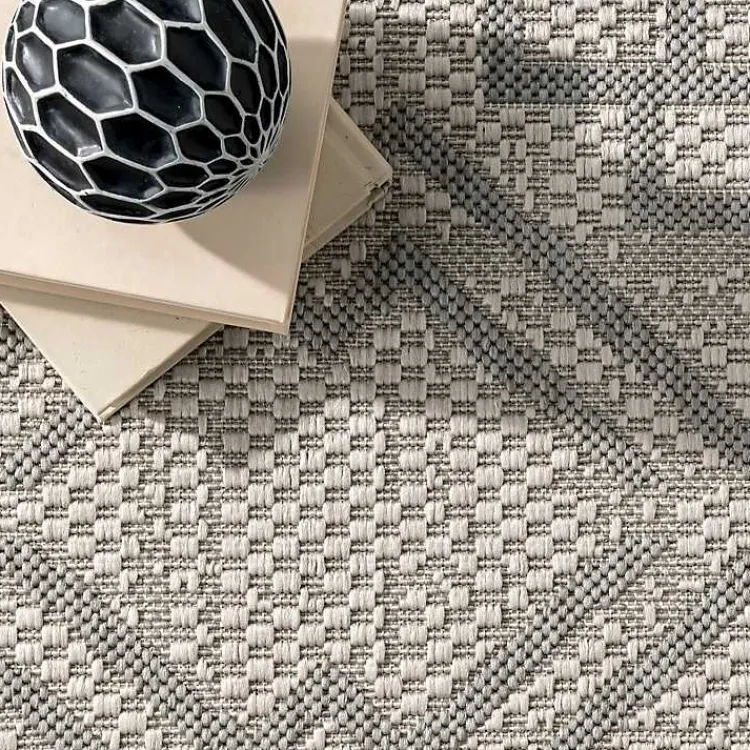 Outdoor Rugs-Kirklands Home Cammie Gray Moroccan Geometric Outdoor Rug, 5x8