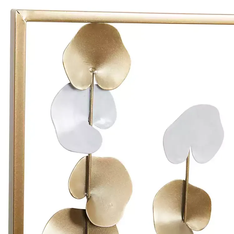 Wall Plaques-Kirklands Home Glossy Gold Leaves Framed Wall Plaque