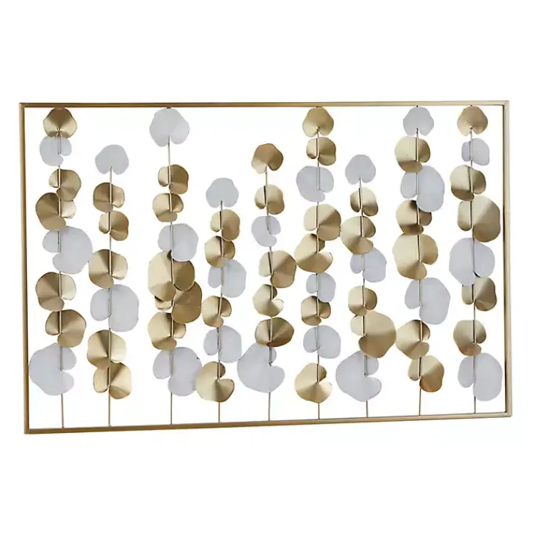 Wall Plaques-Kirklands Home Glossy Gold Leaves Framed Wall Plaque
