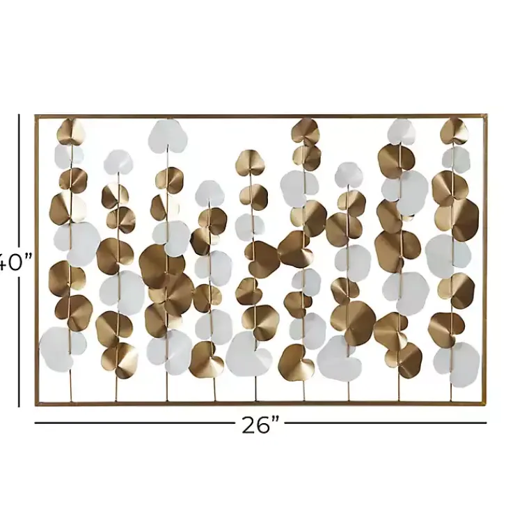 Wall Plaques-Kirklands Home Glossy Gold Leaves Framed Wall Plaque