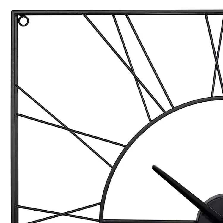 Clocks-Kirklands Home Minimal Square Open Face Clock Black
