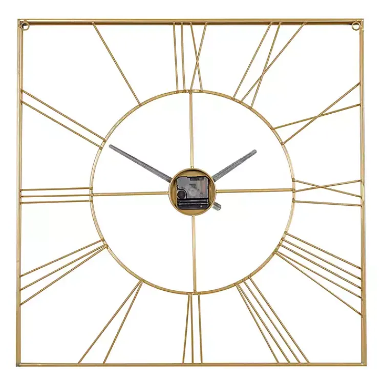 Clocks-Kirklands Home Minimal Square Open Face Clock Gold