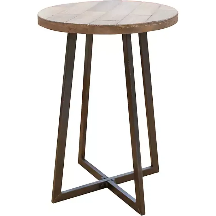 Accent & End Tables-Kirklands Home Allie Natural Wood and Metal Accent Table