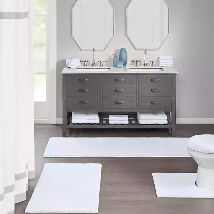 Bathroom Rugs-Kirklands Home High Pile Marshmallow Bath Mat, 72 in. White