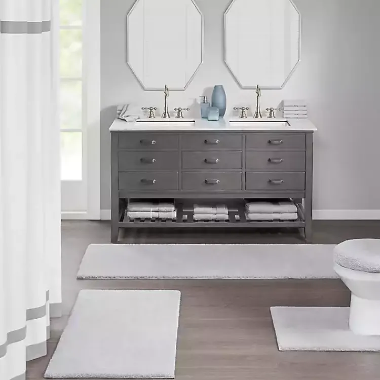 Bathroom Rugs-Kirklands Home High Pile Marshmallow Bath Mat, 30 in. Gray