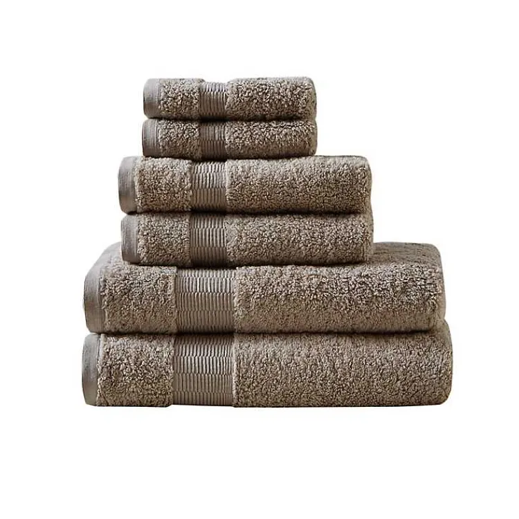 Bath Towels-Kirklands Home Egyptian Cotton 6-pc. Towel Set Gray