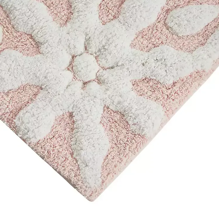 Bathroom Rugs-Kirklands Home Cotton Tufted Medallion Bath Mat, 30 in. Pink