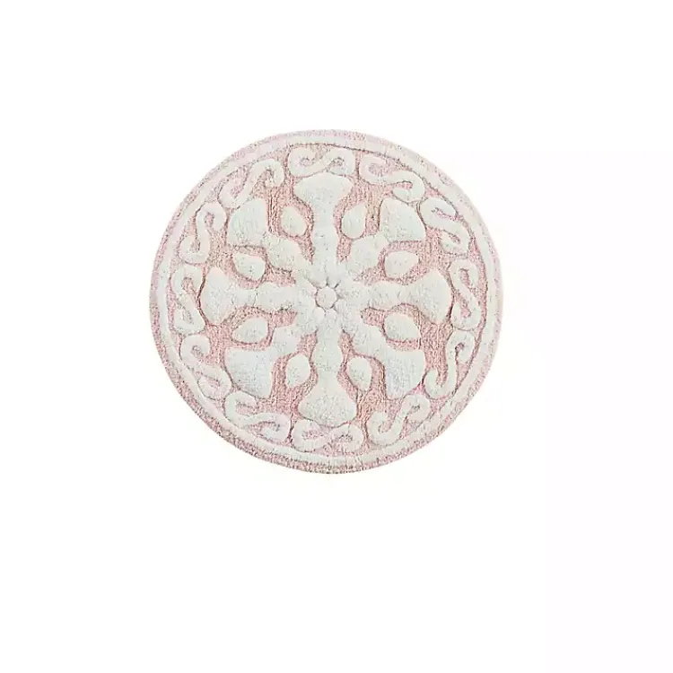 Bathroom Rugs-Kirklands Home Cotton Tufted Medallion Bath Mat, 25 in. Pink
