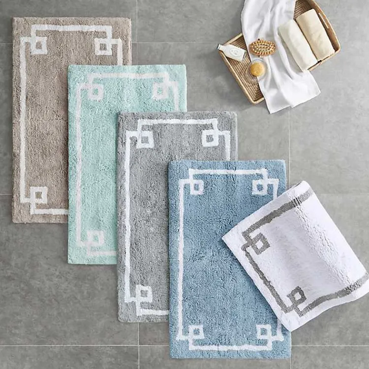 Bathroom Rugs-Kirklands Home Blue Simple Trim Cotton Tufted Bath Mat, 30 in.