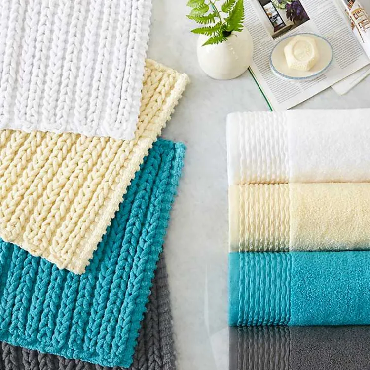 Bathroom Rugs-Kirklands Home Chenille Chain Stitched Bath Mat, 40 in. Black