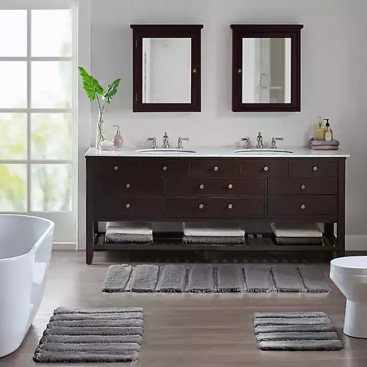 Bathroom Rugs-Kirklands Home Pearl Tufted Bath Mat, 34 in. Gray