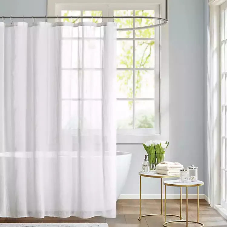 Shower Curtains-Kirklands Home Sheer Shower Curtain White