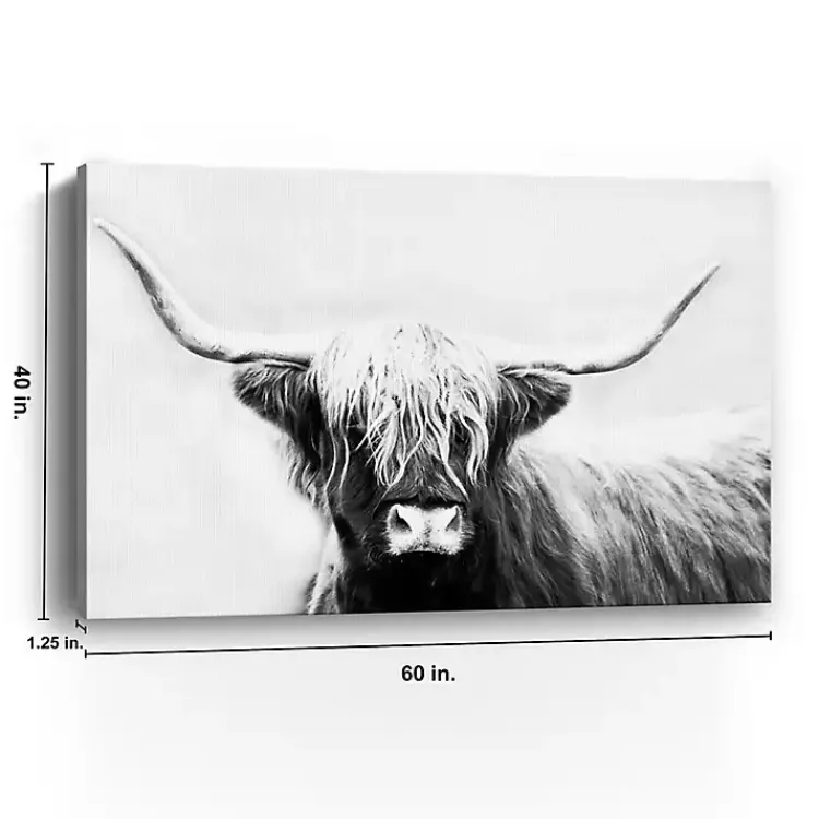 Canvas Art-Kirklands Home Monochrome Longhorn Canvas Art Print, 60x40 in.