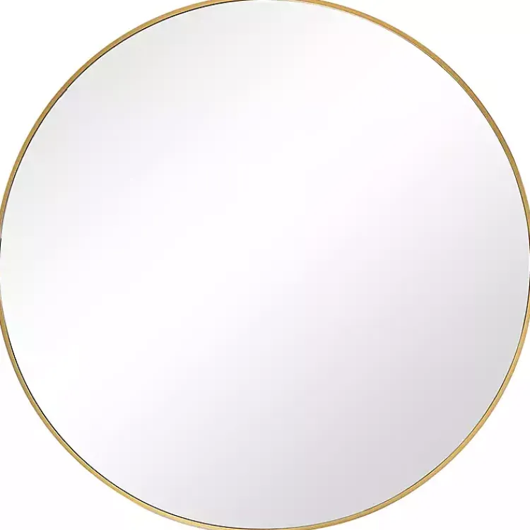 Framed Mirrors-Kirklands Home Gold Round Simple Frame Large Wall Mirror