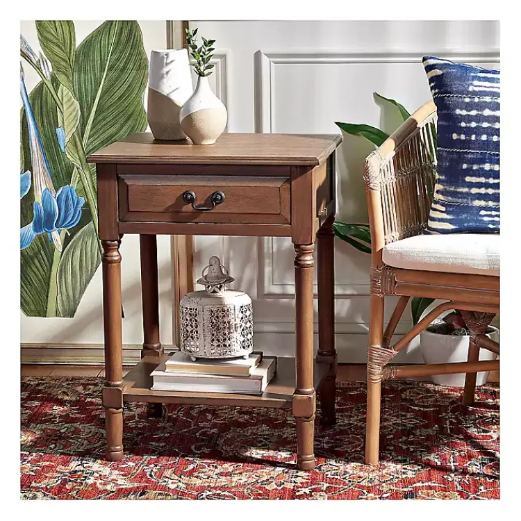 Accent & End Tables-Kirklands Home Emory Natural Single Drawer Accent Table Black