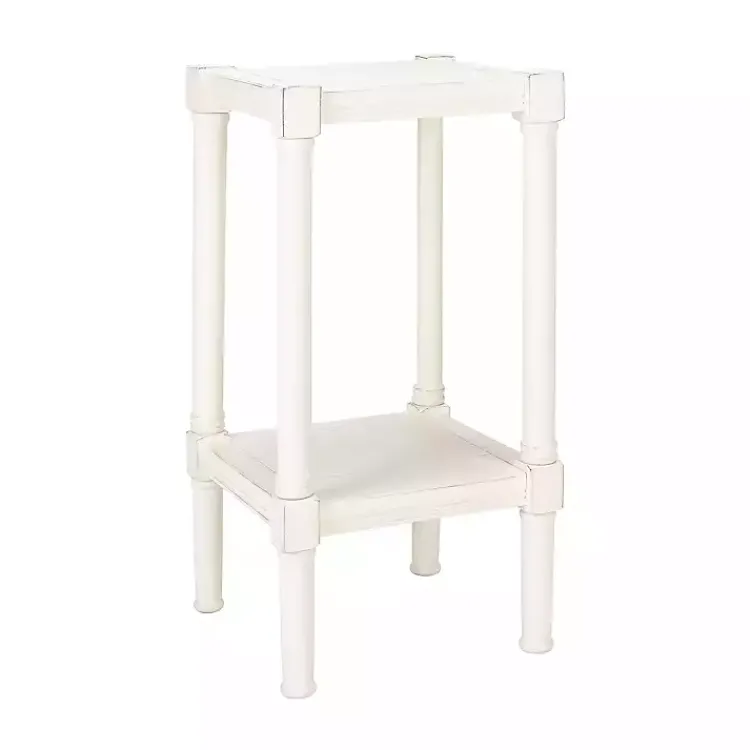 Accent & End Tables-Kirklands Home Carved Pinewood Farmhouse Accent Table White