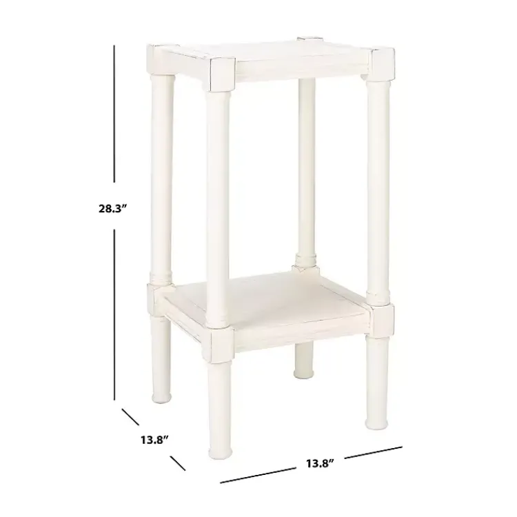 Accent & End Tables-Kirklands Home Carved Pinewood Farmhouse Accent Table White