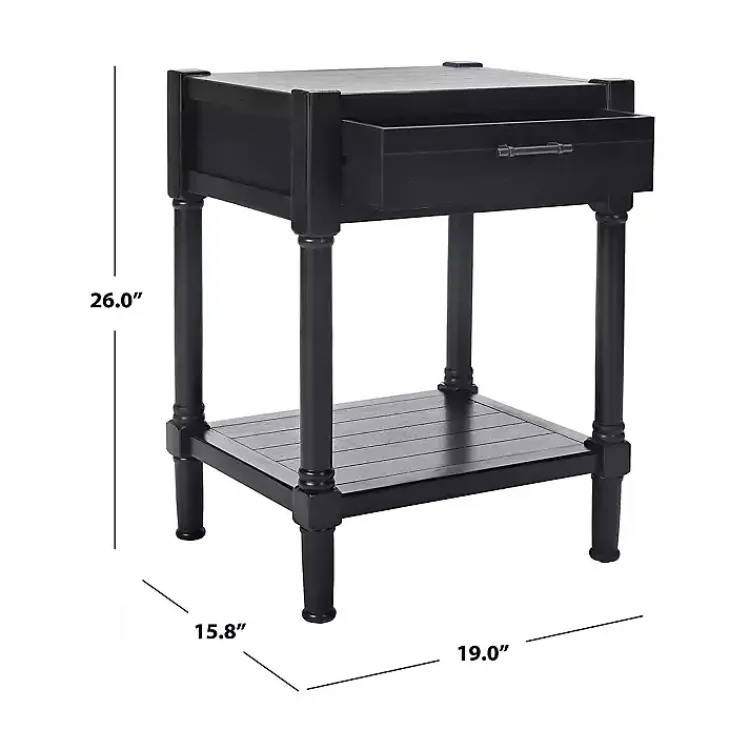 Accent & End Tables-Kirklands Home Geometrical Industrial Pull Accent Table Black