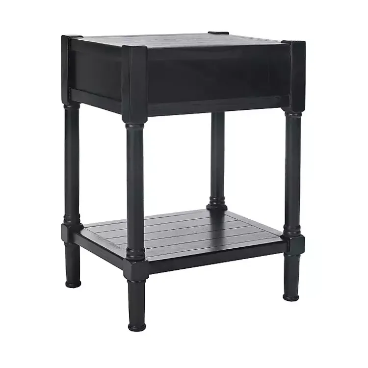 Accent & End Tables-Kirklands Home Geometrical Industrial Pull Accent Table Black