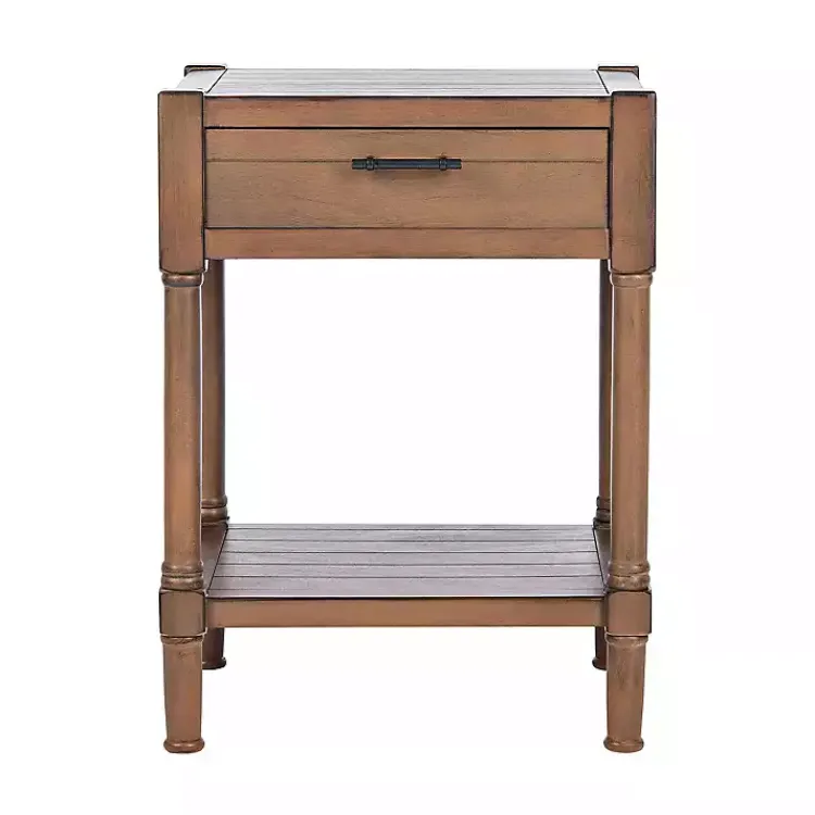 Accent & End Tables-Kirklands Home Natural Geometric Industrial Pull Accent Table Brown
