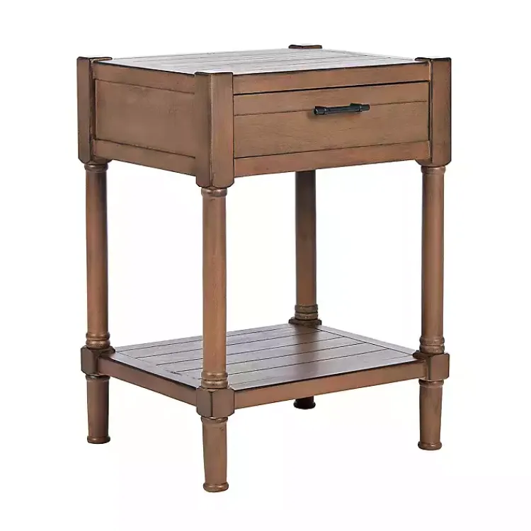 Accent & End Tables-Kirklands Home Natural Geometric Industrial Pull Accent Table Brown