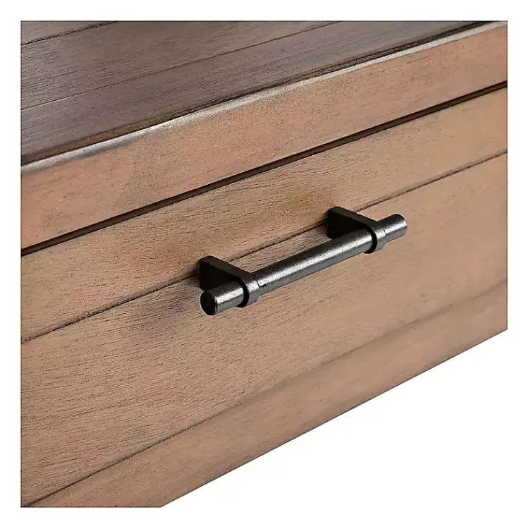 Accent & End Tables-Kirklands Home Natural Geometric Industrial Pull Accent Table Brown