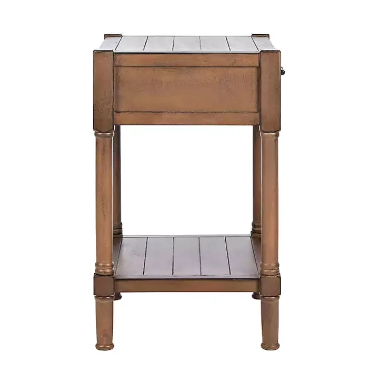 Accent & End Tables-Kirklands Home Natural Geometric Industrial Pull Accent Table Brown