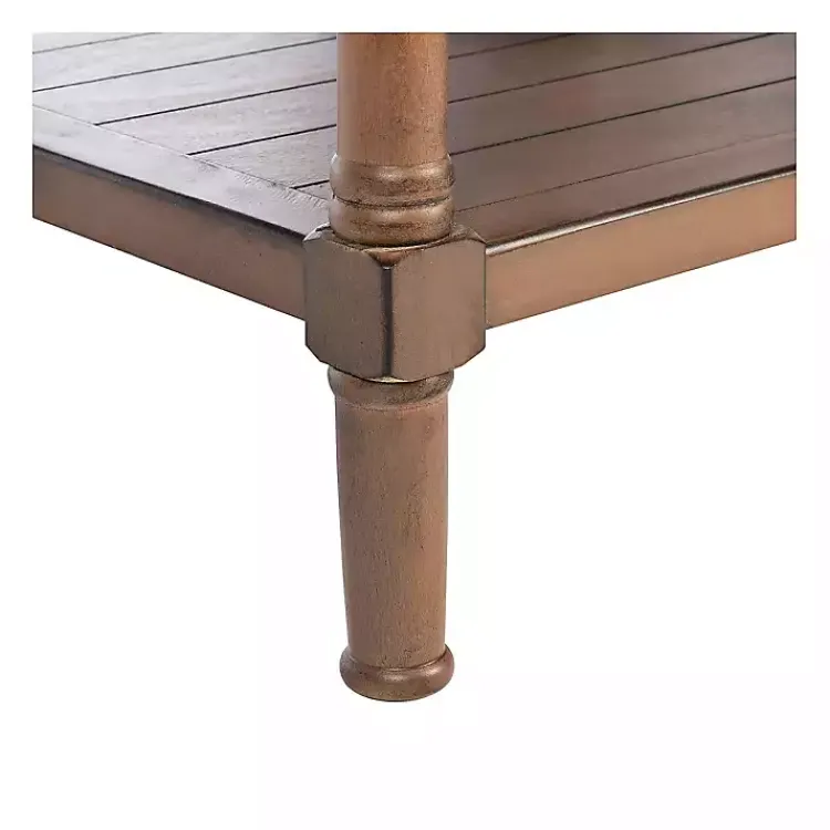 Accent & End Tables-Kirklands Home Natural Geometric Industrial Pull Accent Table Brown