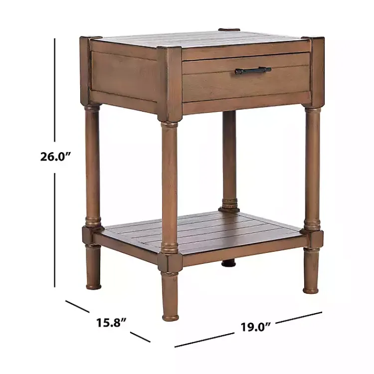 Accent & End Tables-Kirklands Home Natural Geometric Industrial Pull Accent Table Brown