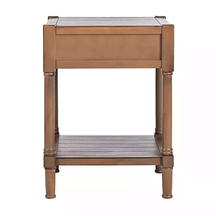 Accent & End Tables-Kirklands Home Natural Geometric Industrial Pull Accent Table Brown