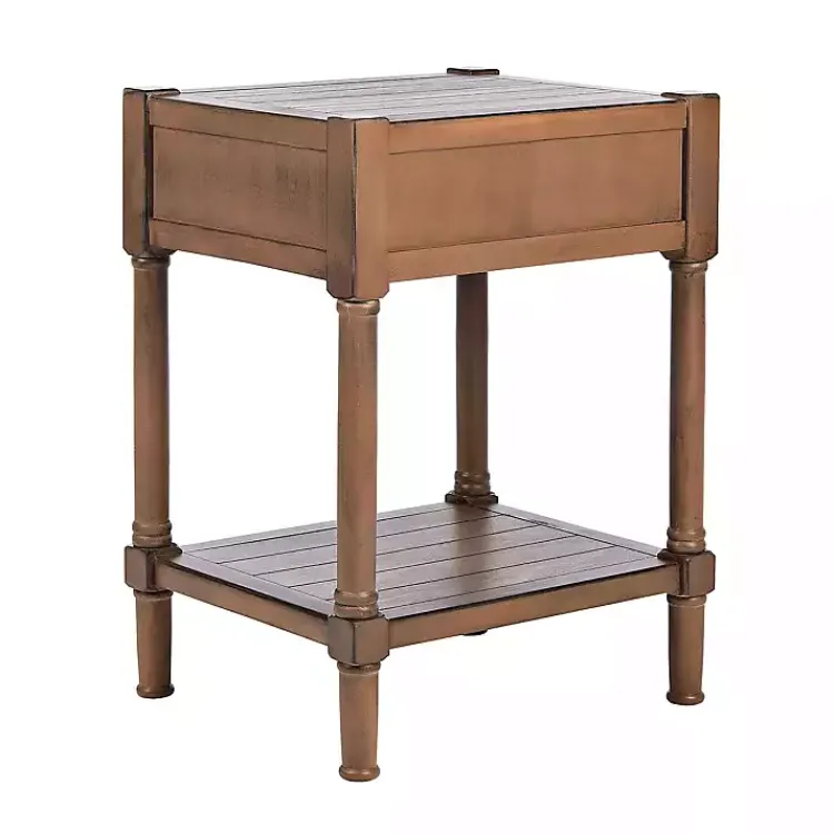 Accent & End Tables-Kirklands Home Natural Geometric Industrial Pull Accent Table Brown