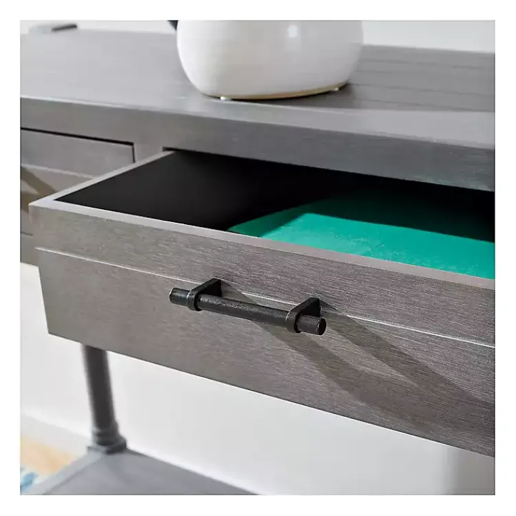 Console Tables-Kirklands Home Dove Turned Leg Rustic Console Table Gray