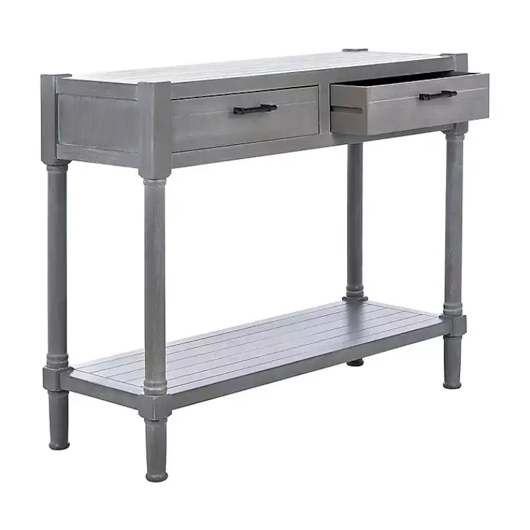 Console Tables-Kirklands Home Dove Turned Leg Rustic Console Table Gray