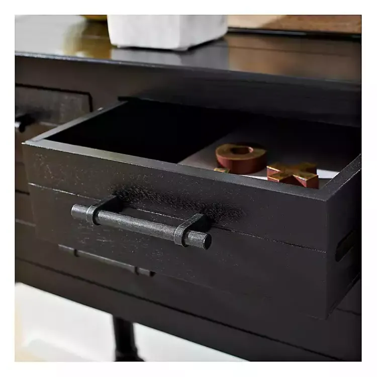 Console Tables-Kirklands Home Wilbert 3-Drawer Console Table Black