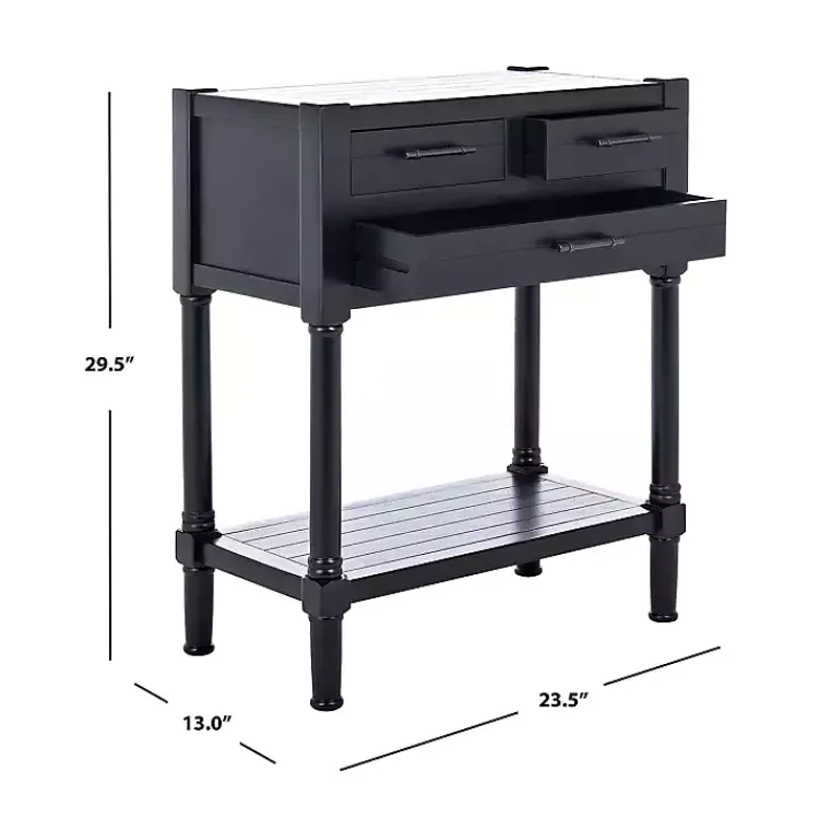 Console Tables-Kirklands Home Wilbert 3-Drawer Console Table Black