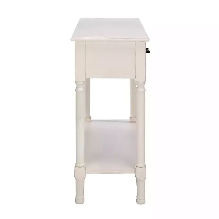 Console Tables-Kirklands Home Distressed Natural Ronan 2-Drawer Console Table White