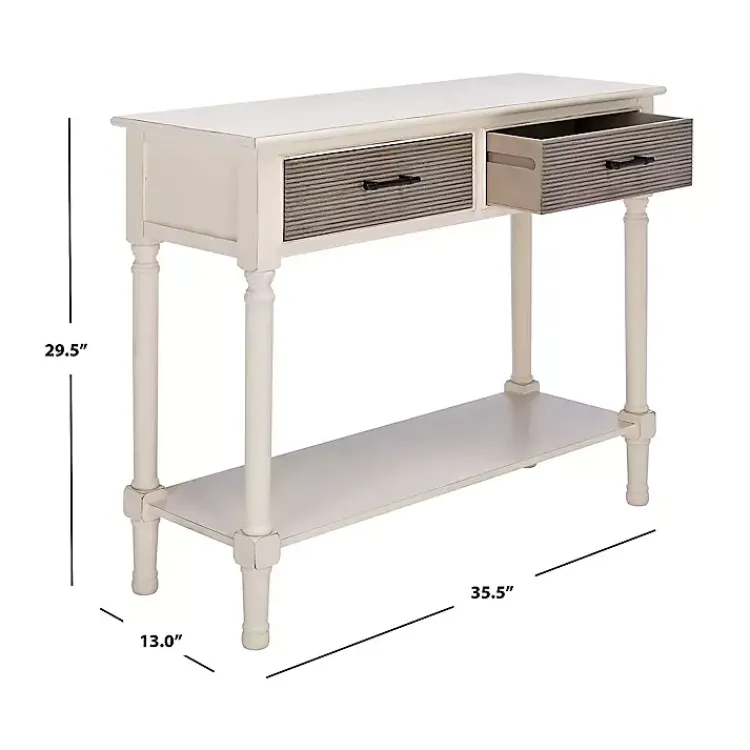 Console Tables-Kirklands Home Distressed Natural Ronan 2-Drawer Console Table White