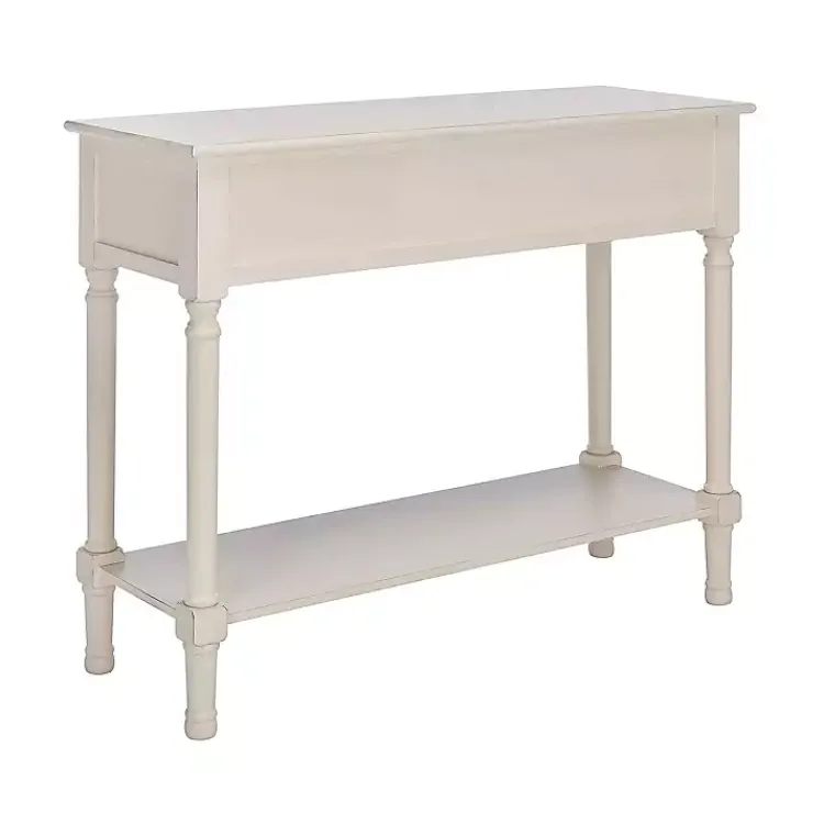 Console Tables-Kirklands Home Distressed Natural Ronan 2-Drawer Console Table White