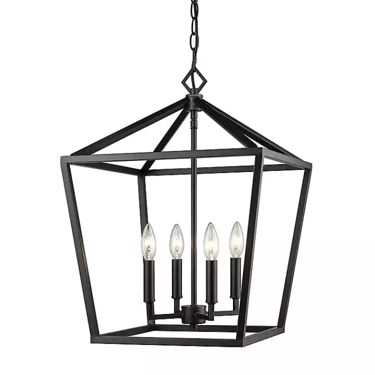 Chandeliers & Pendant Lighting-Kirklands Home Classic Farmhouse Square Pendant Light Black