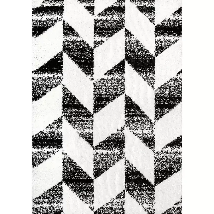Area Rugs-Kirklands Home Black Herringbone Shag Area Rug, 9x12