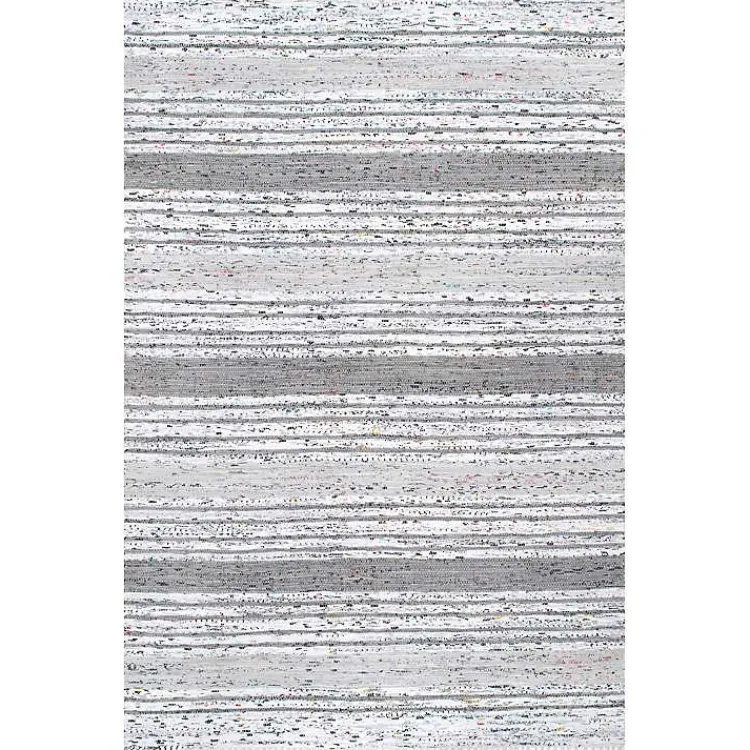 Area Rugs-Kirklands Home Gray Mottled Stripe Tassel Area Rug, 8x10