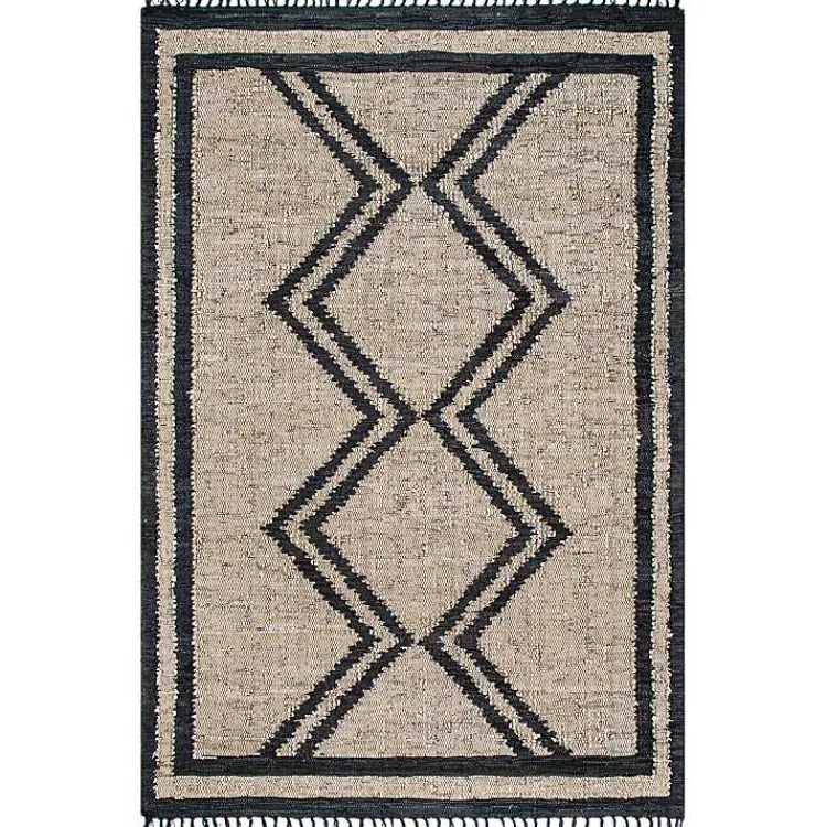Area Rugs-Kirklands Home Natural Leather Flatweave ZigZag Area Rug, 8x10