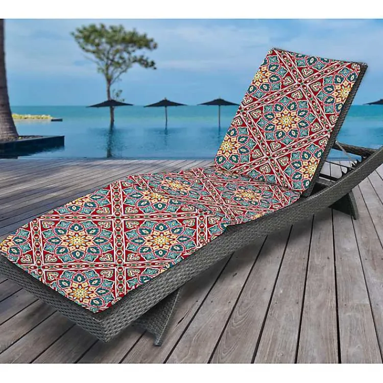 Outdoor Cushions & Pillows-Kirklands Home Solano Flowers Outdoor Chaise Cushion