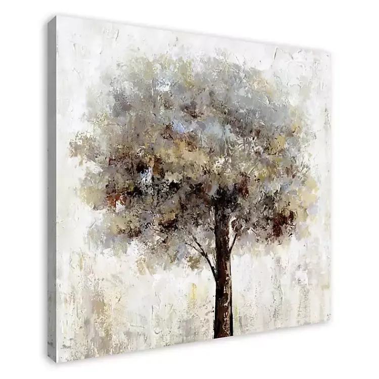 Canvas Art-Kirklands Home Neutral Painted Tree Square Canvas Art Print Tan